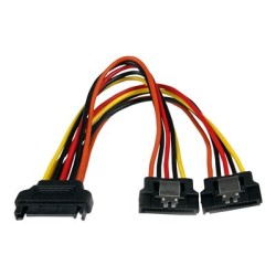 StarTech.com 6in Latching SATA Power Y Splitter Cable Adapter - M/F - 6 inch Serial ATA Power Cable Splitter - SATA Power Y
