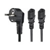 StarTech.com 2m (6ft) Computer Power Cord, 18AWG, EU Schuko to 2x C13 Power Cord, 10A 250V, Black Replacement AC Cord