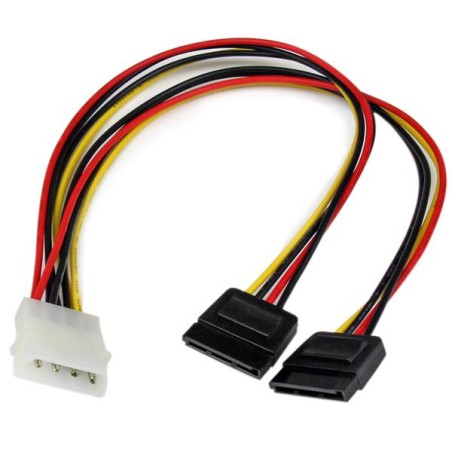StarTech.com 12in LP4 to 2x SATA Power Y Cable Adapter - Molex to to Dual SATA Power Adapter Splitter - Adaptér napájení - 4