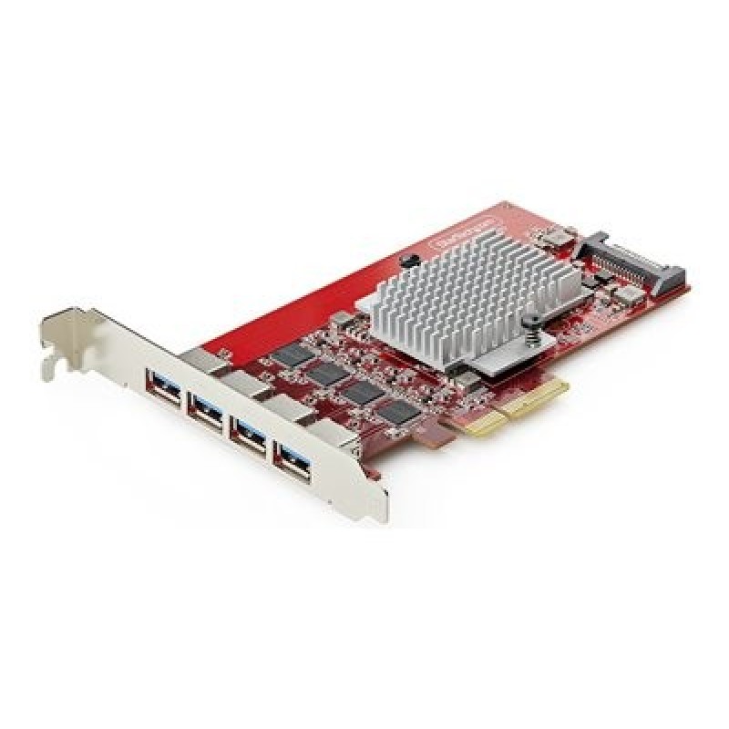 StarTech.com - USB adaptér - PCIe 3.0 x4 nízký profil - USB 3.2 Gen 2 x 4 - cervená - kompatibilní s TAA