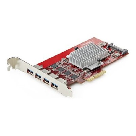 StarTech.com - USB adaptér - PCIe 3.0 x4 nízký profil - USB 3.2 Gen 2 x 4 - cervená - kompatibilní s TAA