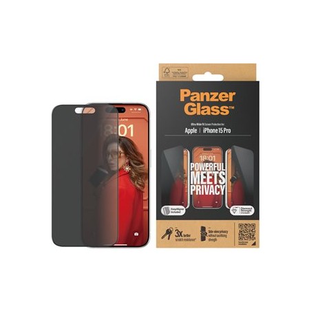 PanzerGlass Privacy - Ochrana obrazovky pro mobilní telefon - ultraširoký strih s EasyAligner - sklo - s bezpecnostním filtrem