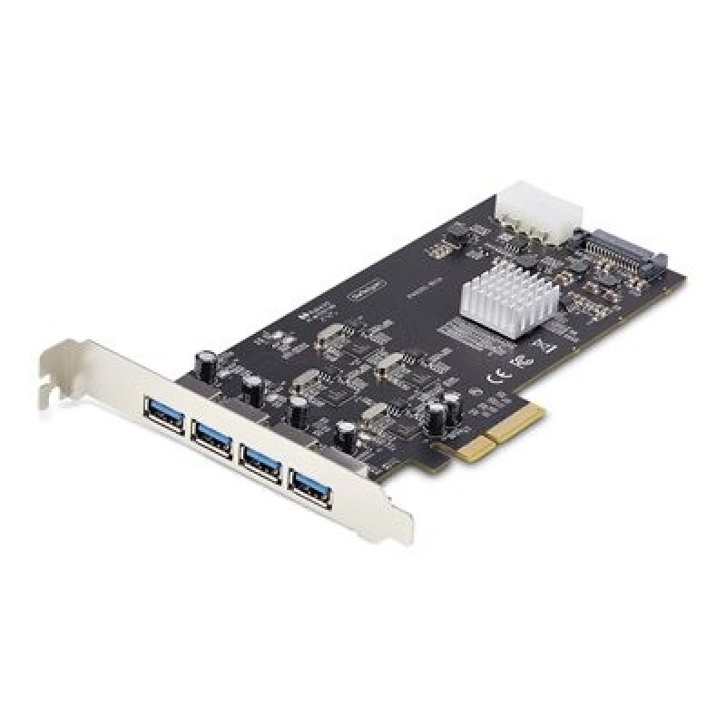 StarTech.com 4-Port USB-A PCIe Card, USB 3.2 5Gbps, 4x USB Controllers - USB adaptér - PCIe 2.0 x4 - USB 3.2 Gen 1 x 4 - černá