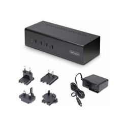 StarTech.com 4-Port Dual-Monitor DisplayPort KVM Switch, 4K 60Hz, 2x USB 5Gbps Hub Ports, 2x USB 2.0 HID Ports, Hotkey and