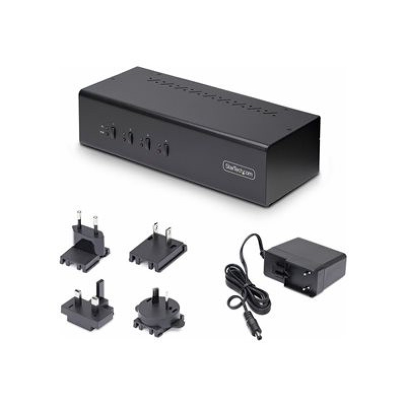 StarTech.com 4-Port Dual-Monitor DisplayPort KVM Switch, 4K 60Hz, 2x USB 5Gbps Hub Ports, 2x USB 2.0 HID Ports, Hotkey and