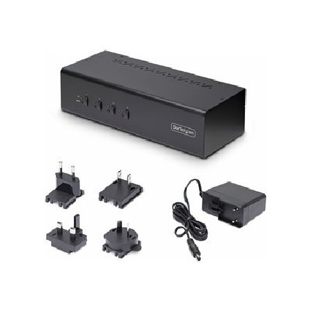 StarTech.com 4-Port Dual-Monitor DisplayPort KVM Switch, 4K 60Hz, 2x USB 5Gbps Hub Ports, 2x USB 2.0 HID Ports, Hotkey and