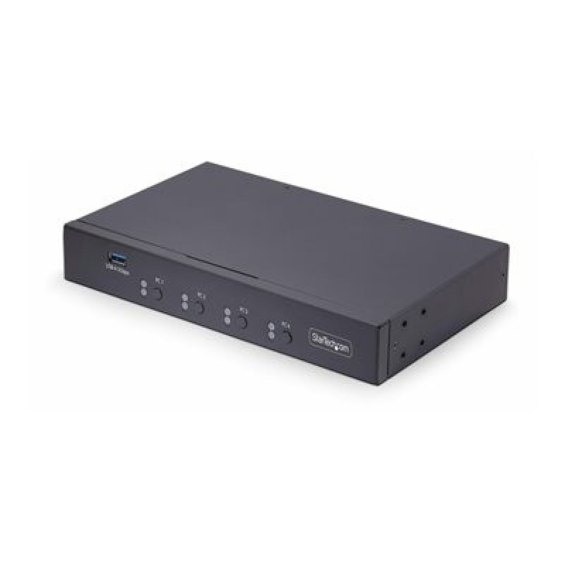 StarTech.com 4-Port KM Switch with Mouse Roaming, USB Switch for Keyboard/Mouse, 3.5mm and USB Audio, Peripheral Sharing for 4