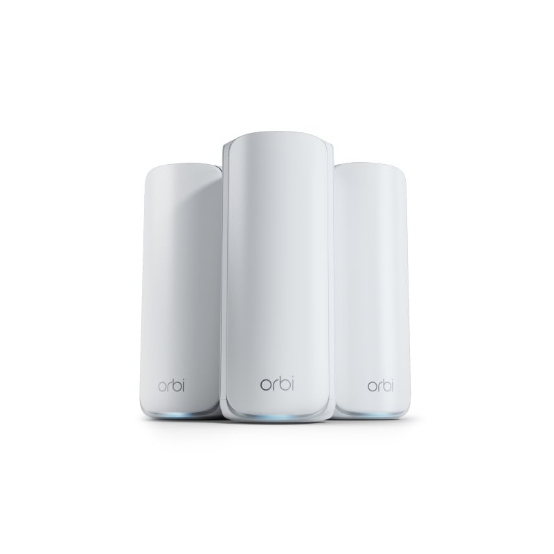 NETGEAR Orbi 770 Series RBE773 - Systém WiFi - (router, 2 extendery) - až 6750 ctverecních stop - mesh 1GbE, Wi-Fi 7 Multi-Band