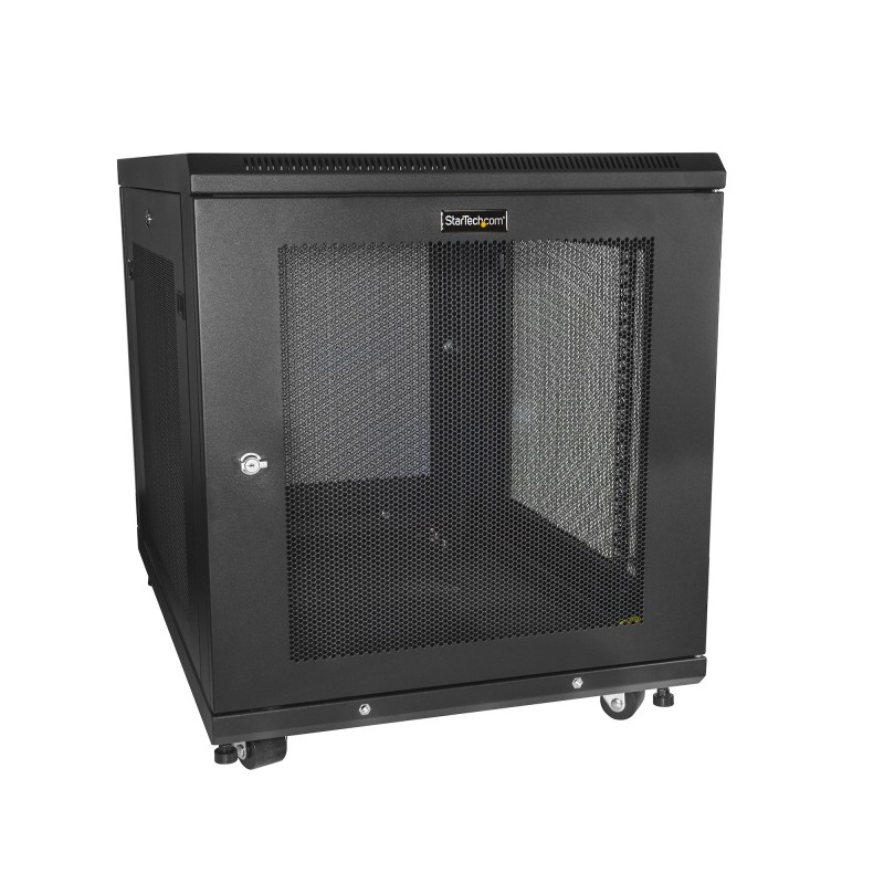 StarTech.com 12U Server Rack Cabinet, 4-Post Adjustable Depth (2" to 30")Network Equipment Rack Enclosure w/Casters/Cable