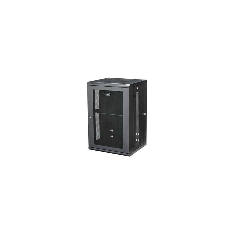 StarTech.com 18U 19" Wall Mount Network Cabinet, 16" Deep Hinged Locking IT Network Switch Depth Enclosure, Assembled Vented