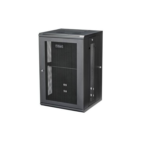 StarTech.com 18U 19" Wall Mount Network Cabinet, 16" Deep Hinged Locking IT Network Switch Depth Enclosure, Assembled Vented