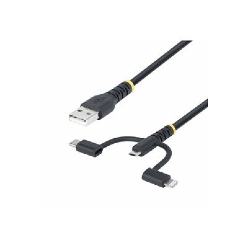 StarTech.com 3.3ft USB Multi Charging Cable, Lightning/Micro-USB/Type-C - Sada kabelu USB - 3 A - 1 m - pasivní, drsný - cerná