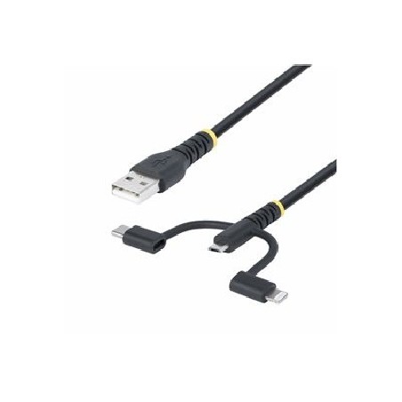 StarTech.com 3.3ft USB Multi Charging Cable, Lightning/Micro-USB/Type-C - Sada kabelu USB - 3 A - 1 m - pasivní, drsný - cerná