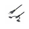 StarTech.com 3.3ft USB Multi Charging Cable, Lightning/Micro-USB/Type-C - Sada kabelu USB - 3 A - 1 m - pasivní, drsný - cerná