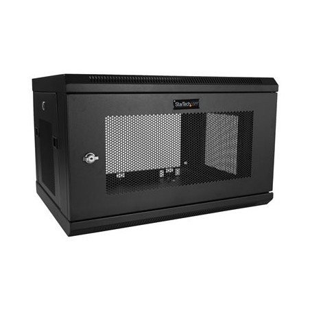 StarTech.com 2 Post 6U 19" Wall Mount Network Cabinet, 15" Deep Locking IT Switch Depth Enclosure, Vented Computer/Electronics