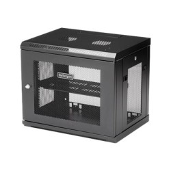 StarTech.com 2 Post 9U 19" Wall Mount Network Cabinet, Adjustable Depth 6-15" Locking IT Switch Depth Enclosure, Vented