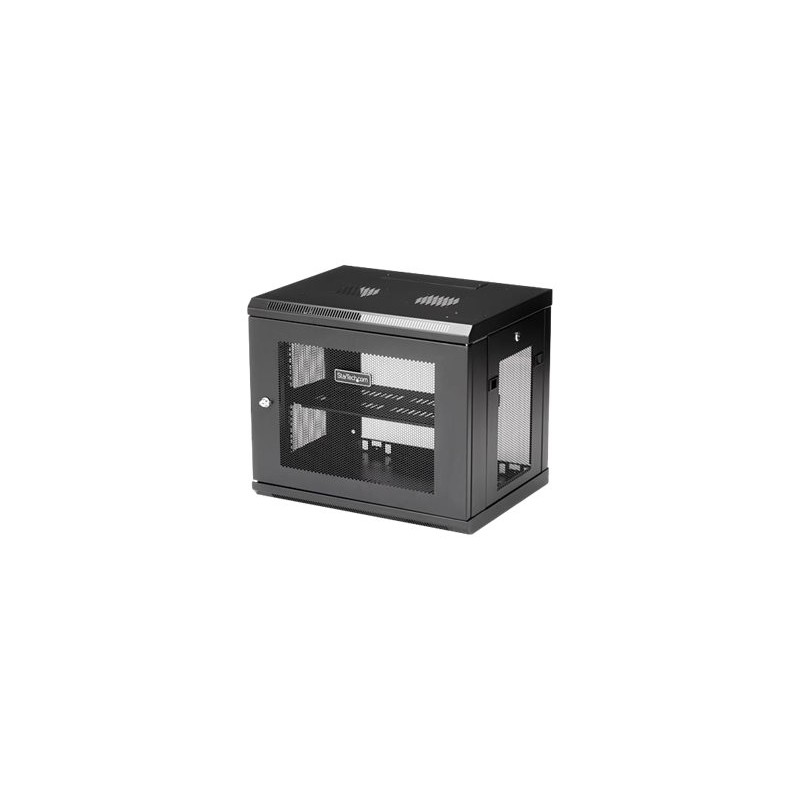 StarTech.com 2 Post 9U 19" Wall Mount Network Cabinet, Adjustable Depth 6-15" Locking IT Switch Depth Enclosure, Vented