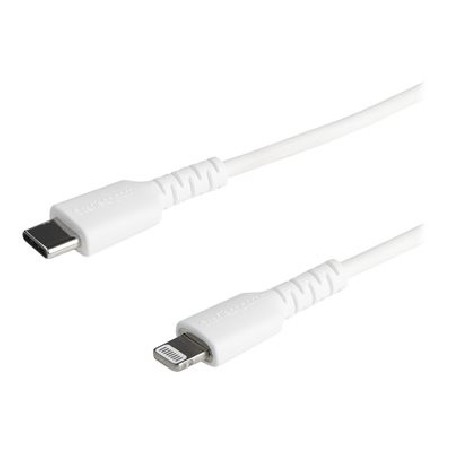 StarTech.com (1m) Durable White USB-C to Lightning Cable, Heavy Duty Rugged Aramid Fiber USB Type A to Lightning Charger/Sync