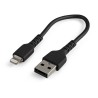 StarTech.com 15cm(6 in) Durable Black USB-A to Lightning Cable, Heavy Duty Rugged Aramid Fiber USB Type A to Lightning