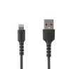 StarTech.com 6 ft(2m) Durable Black USB-A to Lightning Cable, Heavy Duty Rugged Aramid Fiber USB Type A to Lightning