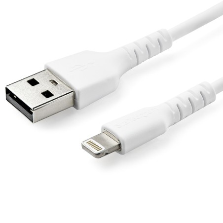 StarTech.com 6 ft(2m) Durable White USB-A to Lightning Cable, Heavy Duty Rugged Aramid Fiber USB Type A to Lightning