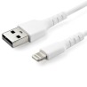 StarTech.com 6 ft(2m) Durable White USB-A to Lightning Cable, Heavy Duty Rugged Aramid Fiber USB Type A to Lightning