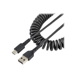 StarTech.com 3ft (1m) USB A to C Charging Cable, Coiled Heavy Duty Fast Charge & Sync USB-C Cable, High Quality USB 2.0 A to
