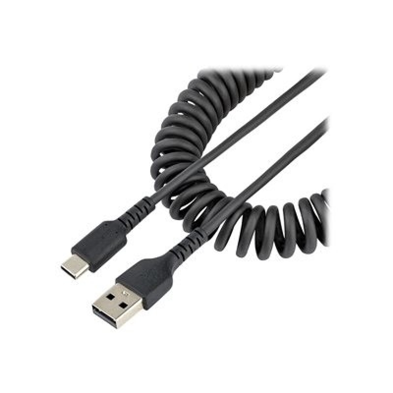 StarTech.com 3ft (1m) USB A to C Charging Cable, Coiled Heavy Duty Fast Charge & Sync USB-C Cable, High Quality USB 2.0 A to