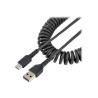 StarTech.com 3ft (1m) USB A to C Charging Cable, Coiled Heavy Duty Fast Charge & Sync USB-C Cable, High Quality USB 2.0 A to
