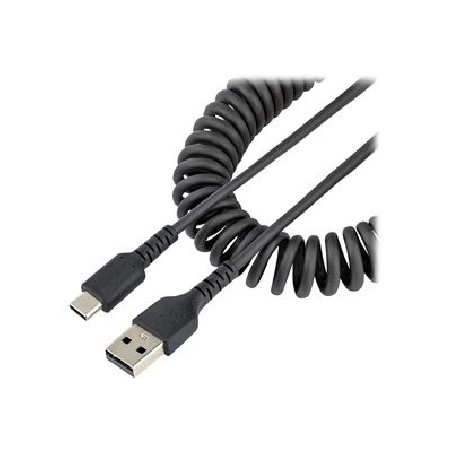 StarTech.com 20in (50cm) USB A to C Charging Cable, Coiled Heavy Duty Fast Charge & Sync USB-C Cable, High Quality USB 2.0 A to