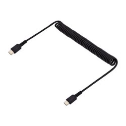 StarTech.com 3ft (1m) USB C Charging Cable, Coiled Heavy Duty Fast Charge & Sync USB-C Cable, High Quality USB 2.0 Type-C