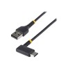StarTech.com 3ft (1m) USB A to C Charging Cable Right Angle, Heavy Duty Fast Charge USB-C Cable, USB 2.0 A to Type-C, Durable