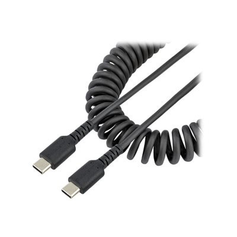 StarTech.com 20in (50cm) USB C Charging Cable, Coiled Heavy Duty Fast Charge & Sync USB-C Cable, High Quality USB 2.0 Type-C
