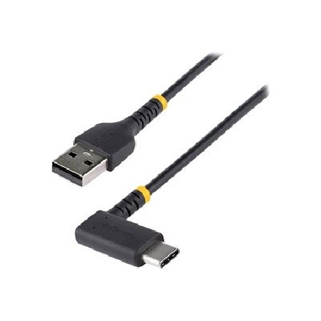 StarTech.com 1ft (30cm) USB A to C Charging Cable Right Angle, Heavy Duty Fast Charge USB-C Cable, USB 2.0 A to Type-C, Durable