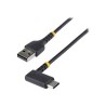 StarTech.com 1ft (30cm) USB A to C Charging Cable Right Angle, Heavy Duty Fast Charge USB-C Cable, USB 2.0 A to Type-C, Durable