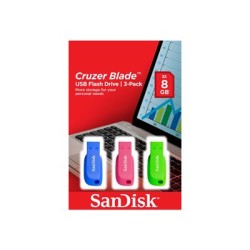 SanDisk Cruzer Blade - Jednotka USB flash - 32 GB - USB 2.0 - modrá, zelená, růžová (balení 3)
