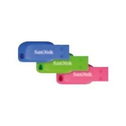 SanDisk Cruzer Blade - Jednotka USB flash - 16 GB - USB 2.0 - modrá, zelená, růžová (balení 3)