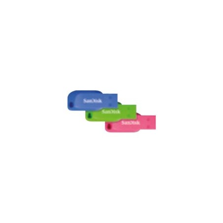 SanDisk Cruzer Blade - Jednotka USB flash - 16 GB - USB 2.0 - modrá, zelená, růžová (balení 3)
