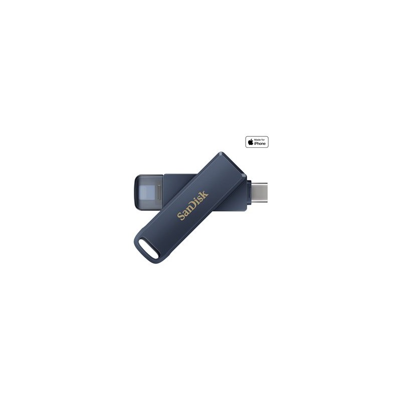 SanDisk Phone Drive - Jednotka USB flash - 256 GB - USB-C / Lightning - metalická modrá