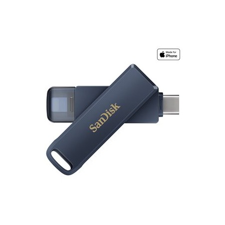 SanDisk Phone Drive - Jednotka USB flash - 256 GB - USB-C / Lightning - metalická modrá