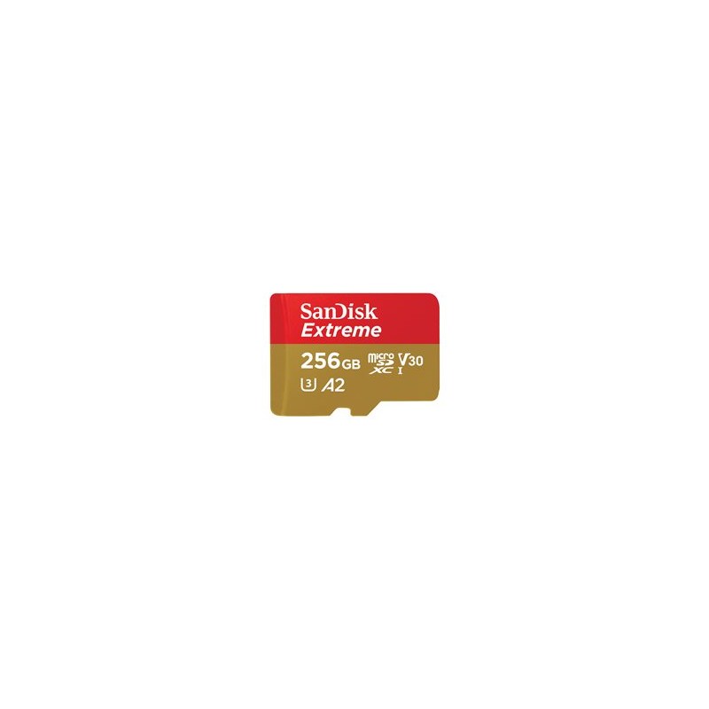 SanDisk Extreme - Paměťová karta flash - 256 GB - A2 / Video Class V30 / UHS-I U3 / Class10 - microSDXC UHS-I