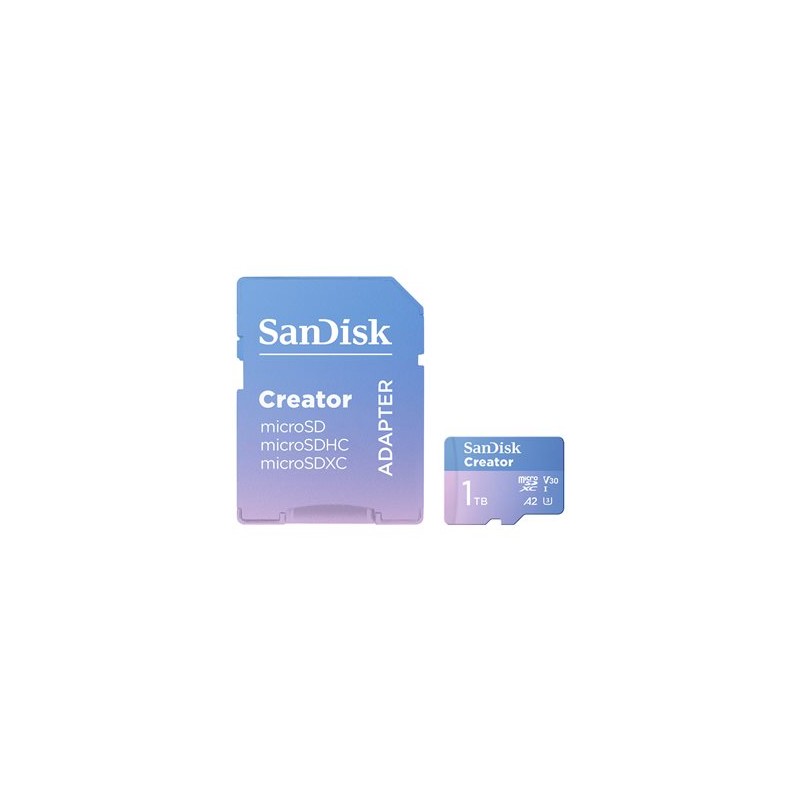 SanDisk Creator - Paměťová karta flash (adaptér microSDXC na SD zahrnuto) - 1 TB - A2 / Video Class V30 / UHS-I U3 - microSDXC