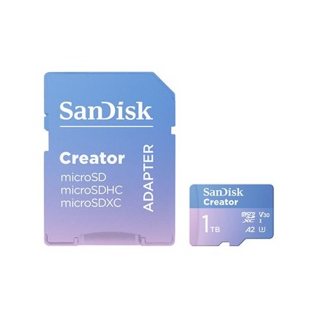 SanDisk Creator - Paměťová karta flash (adaptér microSDXC na SD zahrnuto) - 1 TB - A2 / Video Class V30 / UHS-I U3 - microSDXC