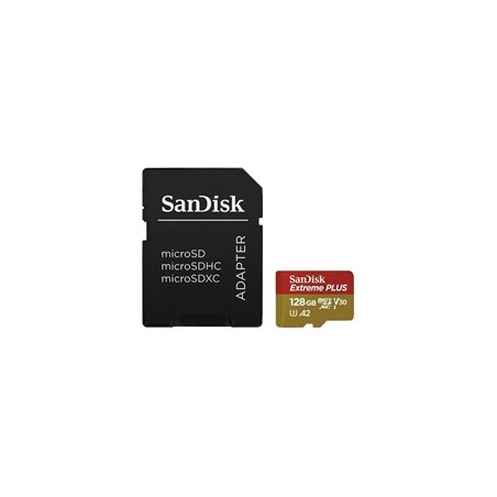 SanDisk micro SDXC karta 128GB Extreme PLUS (200 MB/s Class 10, UHS-I U3 V30) + adaptér