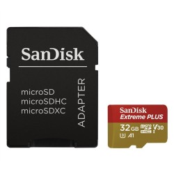 SanDisk MicroSDHC karta 32GB Extreme PLUS (10MB/s, UHS-I V30, Rescue Pro Deluxe) + adaptér