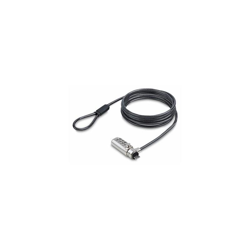 StarTech.com Nano Slot Compatible 6.6ft (2m) Cable Lock, Laptop Security - Bezpečnostní kabelový zámek - černá a stříbrná - 2 m