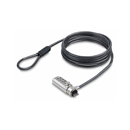 StarTech.com Nano Slot Compatible 6.6ft (2m) Cable Lock, Laptop Security - Bezpečnostní kabelový zámek - černá a stříbrná - 2 m