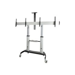 StarTech.com Dual TV Cart for 37-60in VESA TVs up to 110lb (50kg) each, Height Adjustable TV Mount, Mobile Display Cart w/