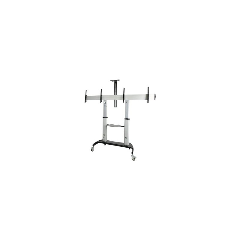 StarTech.com Dual TV Cart for 37-60in VESA TVs up to 110lb (50kg) each, Height Adjustable TV Mount, Mobile Display Cart w/