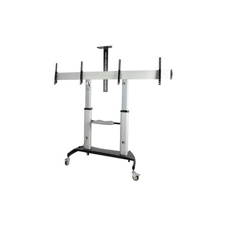 StarTech.com Dual TV Cart for 37-60in VESA TVs up to 110lb (50kg) each, Height Adjustable TV Mount, Mobile Display Cart w/